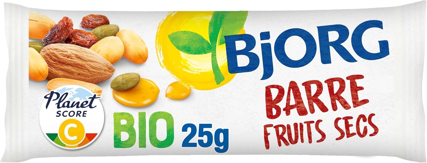 Barre Énergétique Fruits Secs et Miel Bio – Sans Gluten et Source de Fibres – Encas Sain pour le Sport : Vélo, Fitness, Trail, Running – 30 barres individuelles de 25 g