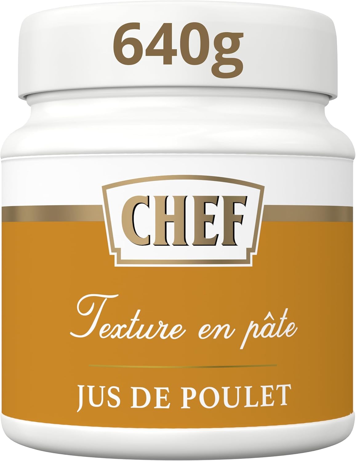 CHEF Jus de Poulet Premium - Pâte Concentrée - Saveur Peau de Poulet Rôti et Blanc de Volaille - Gain de Temps - Aide Culinaire, Sauce, Fonds - Pot de 640g pour 8L