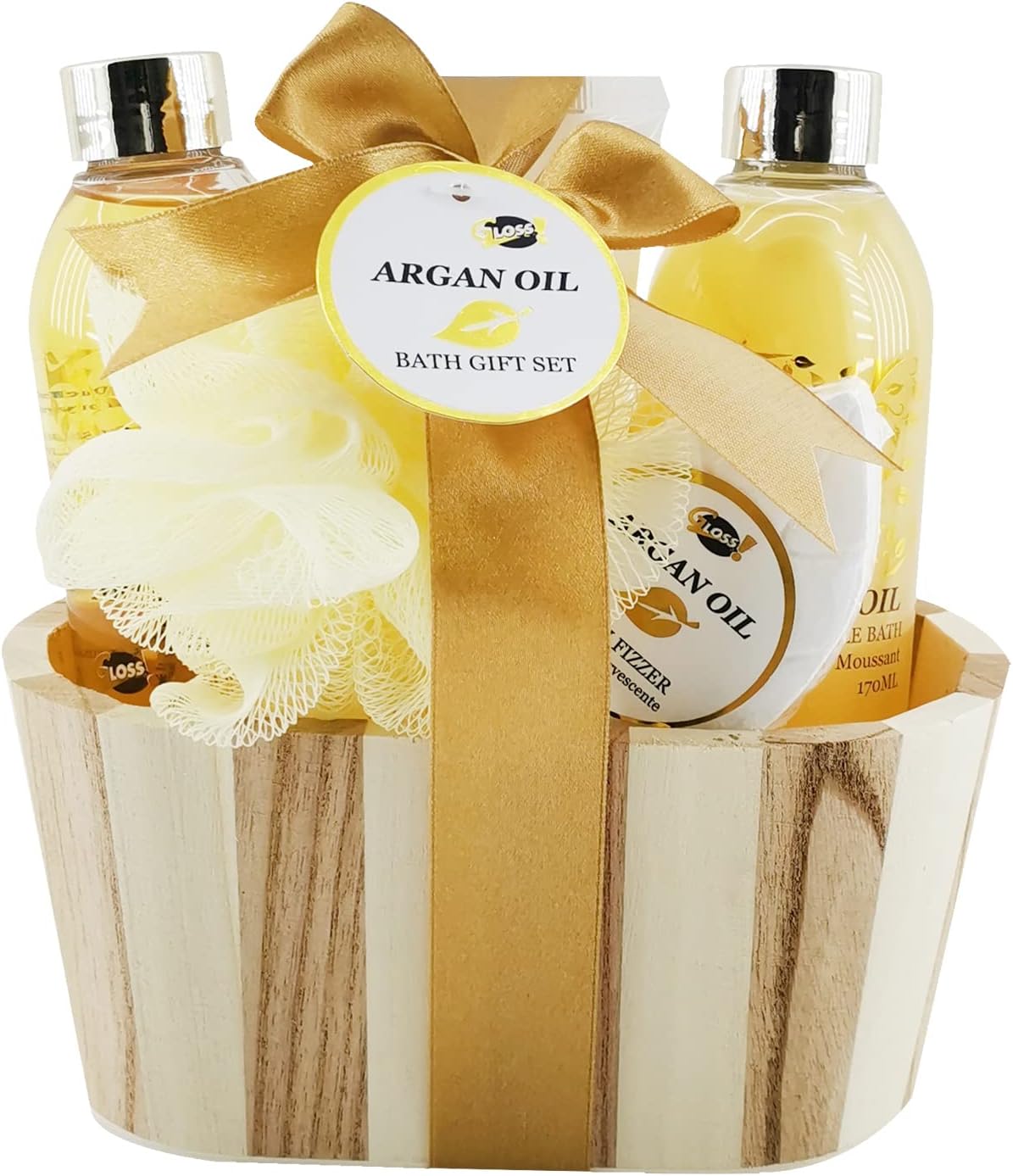 ! - Coffret Beauté Femme - Coffret Cadeau Femme - Collection Huile d'Argan - Bain Moussant, Gel Douche, Lotion, Fleur de bain effervescente - Coffret Cadeau Anniversaire-Cadeaux Noël