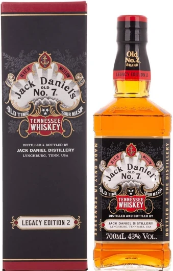 Jack Daniel's Sour Mash Tennessee Whiskey LEGACY EDITION No - 2 - BLACK DESIGN 43% Vol - 0,7l in Giftbox, 700 milliliters