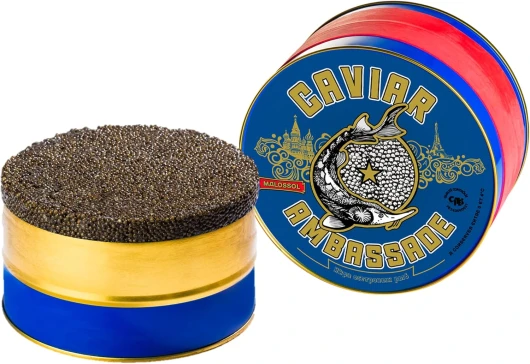 Caviar Baeri Français Boîte Origine – 500g - Acipenser baerii - Livraison réfrigérée - CAVIAR AMBASSADE 500.0 Grammes