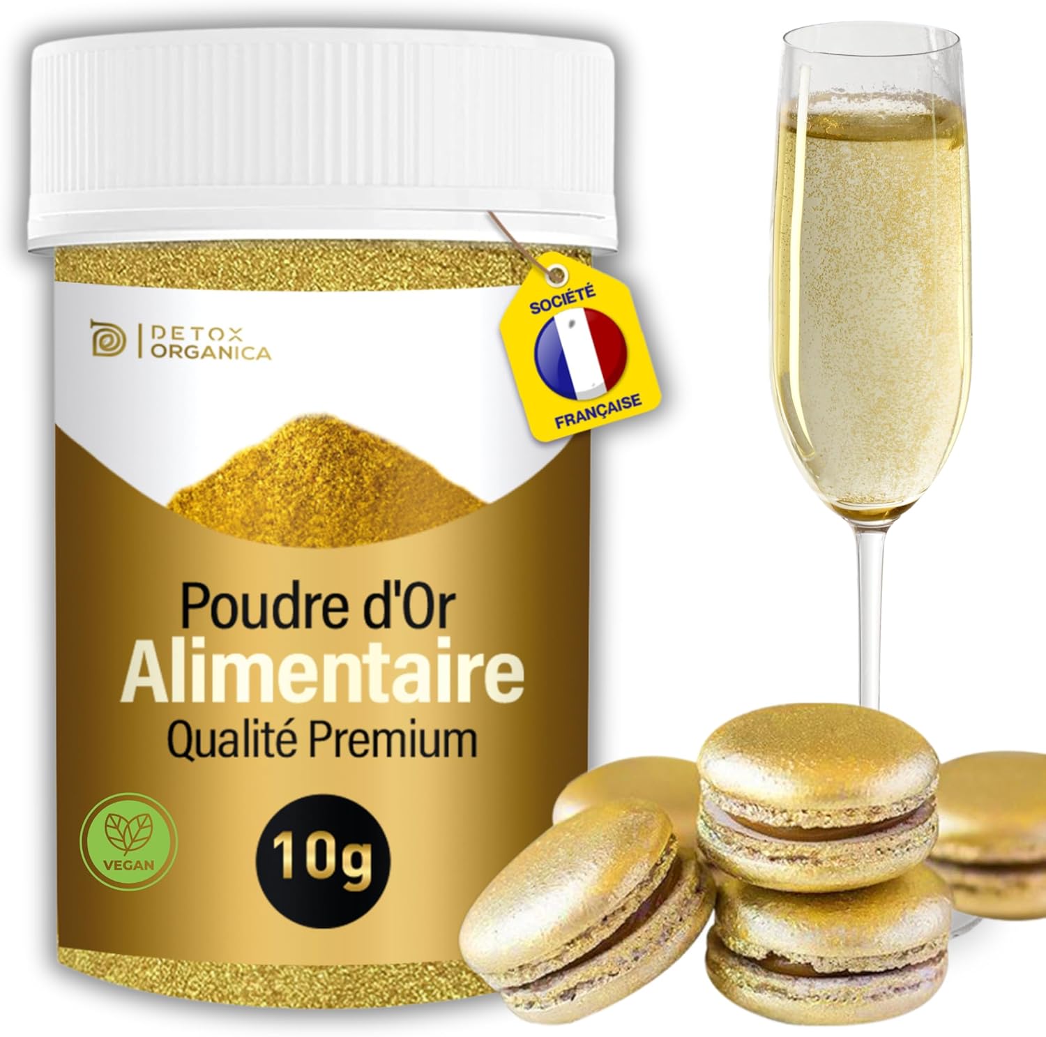 Poudre Alimentaire Or [10G - Colorant Alimentaire] 100% ALIMENTAIRE - Paillettes Comestibles - Décoration Gâteaux, Chocolat, Macarons, Cocktails, Boissons.. - Déversez votre créativité ! OR 10 g (Lot de 1)