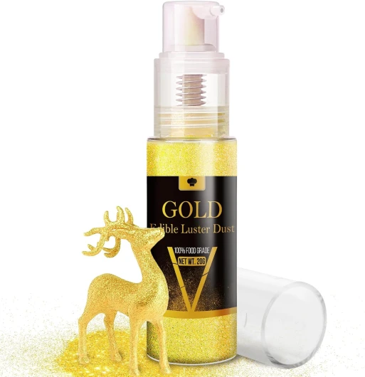 Spray Paillettes Comestibles, 20g Paillettes Alimentaires Comestibles pour Gâteaux de Pâques, Cupcake, Fondants, Chocolat - Colorant Alimentaire Poudre pour Pâtisserie, Décoration de Boissons (Dorées)