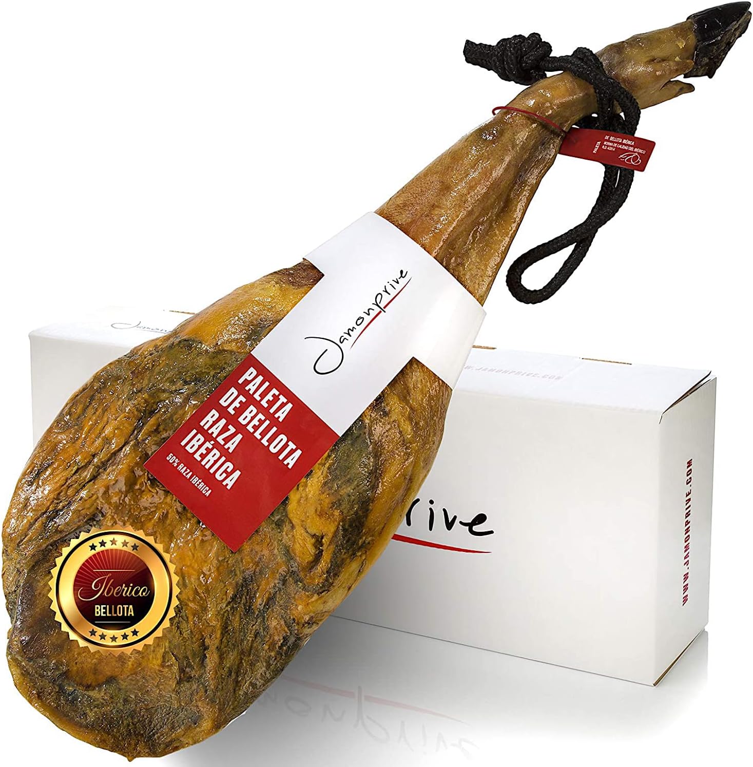 Jambon Pata Negra Ibérique (Épaule) Nourri aux Glands 4 - 4.5 Kg - Jamón Ibérico Espagnol Bellota 4.5 kg (Lot de 1)