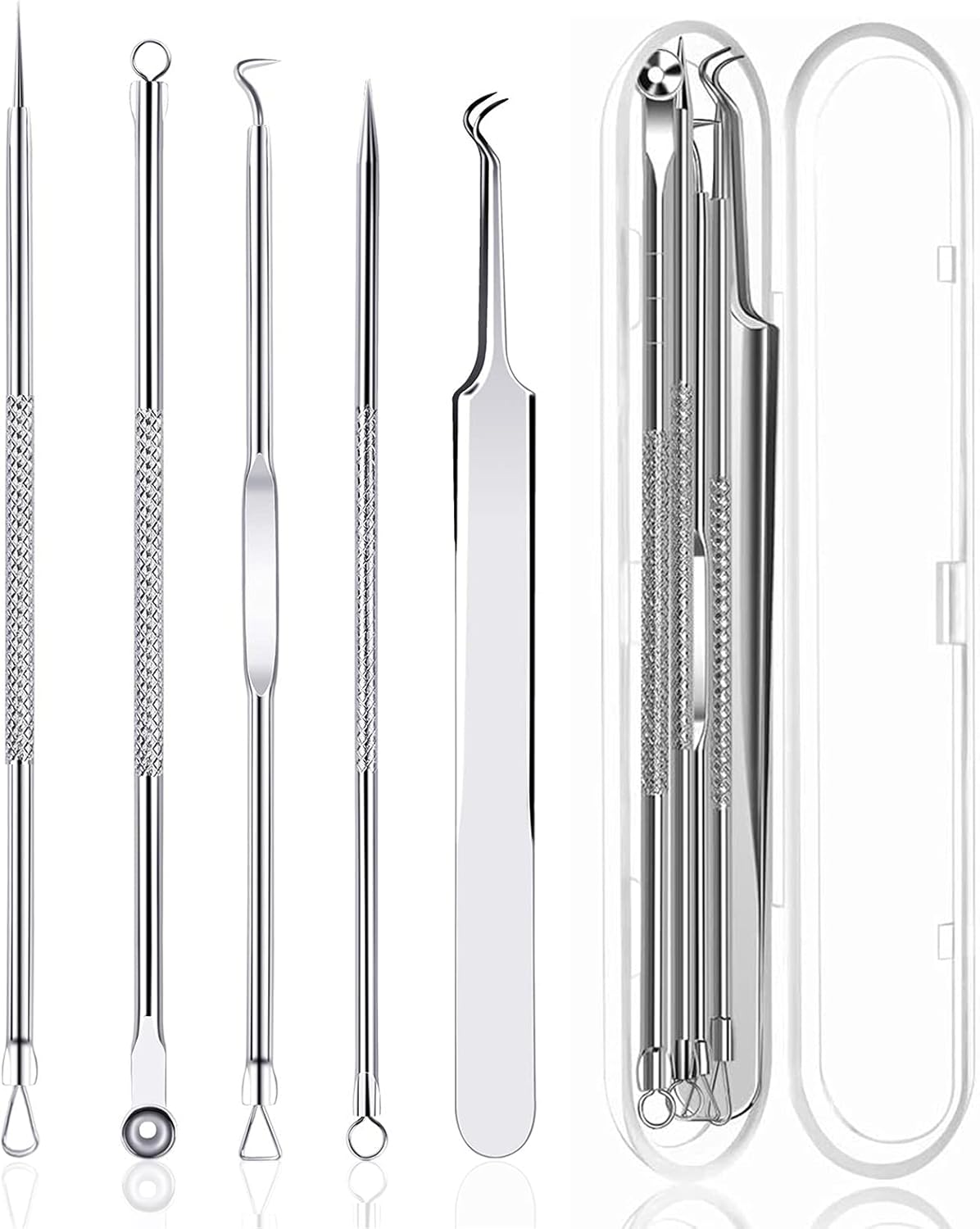 LeFeirr Tire Comedon Point Noir Extracteur de Comédons Perce Bouton Blackhead Remover Set, Aiguille,Acier inoxydable