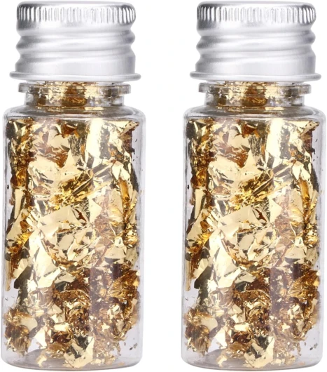 Haosie Feuille D'or, 2 PCS Multifonctionnel Papier Feuille D'or en Bouteille, Feuille d or Alimentaire Patisserie, Pour L'Alimentation, la DéCoration Des Desserts, L'artisanat