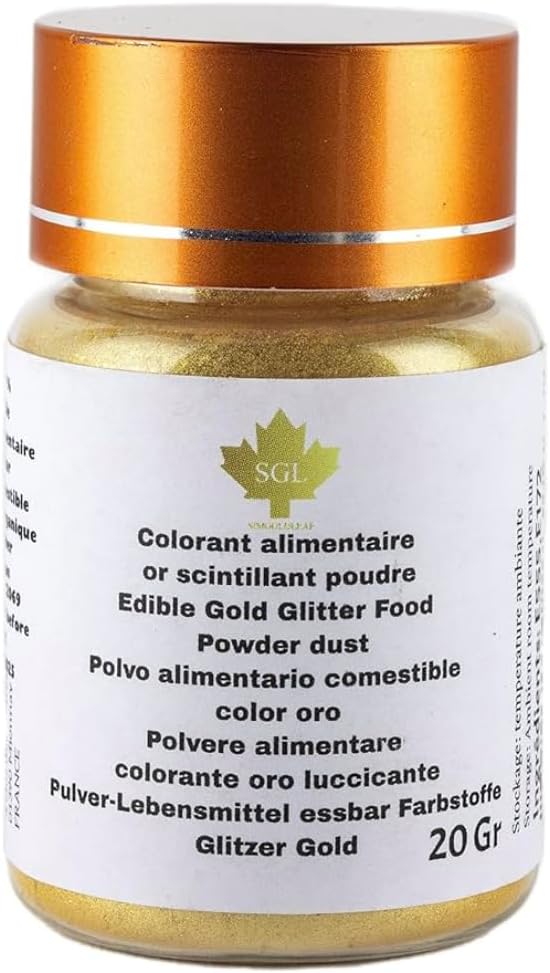 Poudre Alimentaire Comestible Colorant Or Scintillant - Pot De 20g