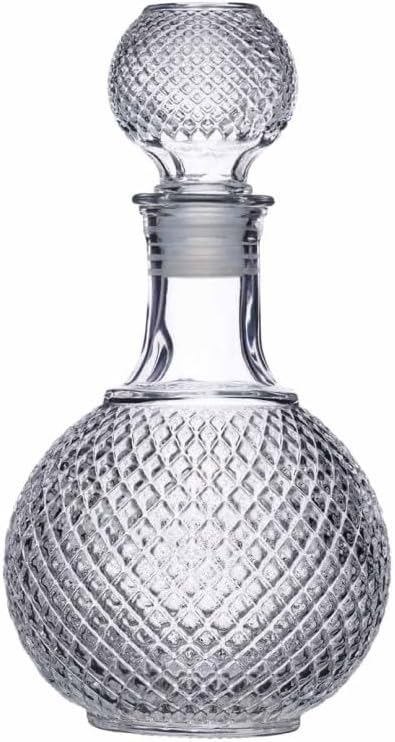 BarCraft Carafe À Whisky Et Marque, Verre Taillé, Bouchon Avec Joint Silicone, 1L Claire