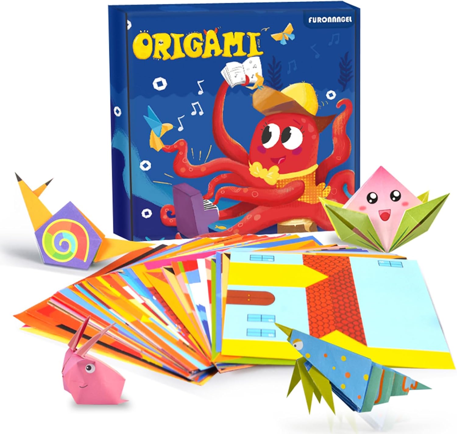 Set Origami Pour Enfants - 108 Feuilles De Papier Avec 54 Motifs, Kit D'Origami Avec Livre D'Instructions, Papier D'Origami Pour Garçons Et Filles De 3 à 12 Ans, Cadeau D'Anniversaire