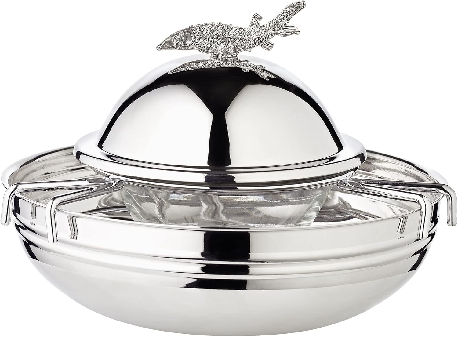 Bol à caviar Stor en acier inoxydable avec insert en verre (diamètre 17,5 cm, hauteur 12,5 cm)