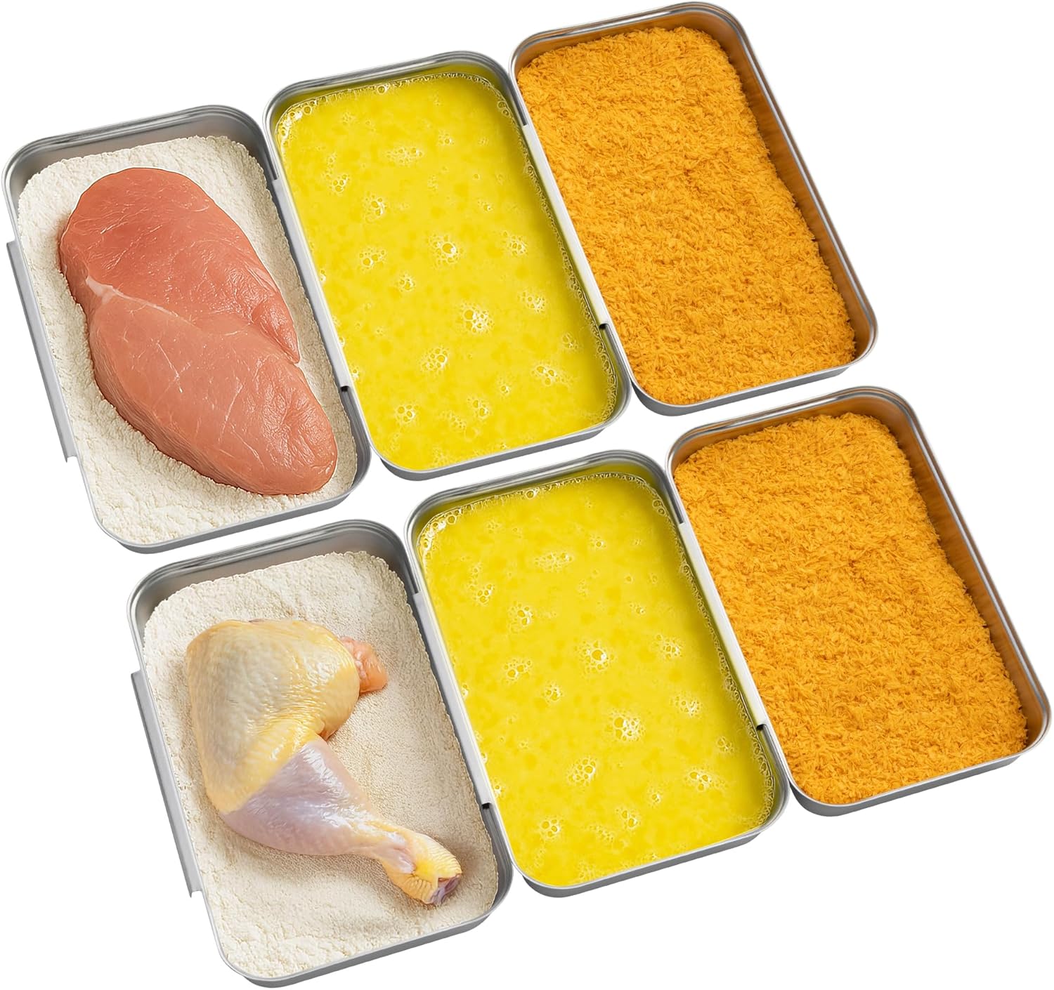 6x Bac de Cuisson en Inox - Plat Rectangulaire en Acier Inoxydable - Plateau de Cuisson Four pour Pâtisserie Gratin Frites Compatible avec Four et Lave-Vaisselle - 27 x 15 x 3 cm 6x 27 x 15cm