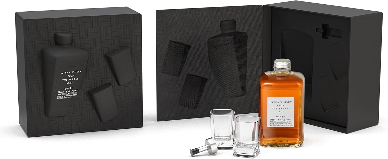 NIKKA - From the Barrel Coffret Silhouette 2024 2 Verres & Pourer - Blended Whisky - 51,40% Alcool - Origine : Japon - Notes de Pêche & Canelle - 50 cl Coffret 2 Verres & Pourer - Edition 2024