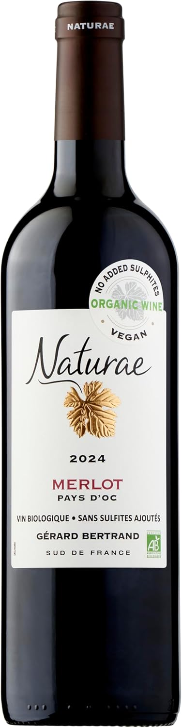 Gérard Bertrand Naturae Merlot vin rouge bio vegan sans sulfites ajoutés 2023 75cl IGP Pays d'Oc
