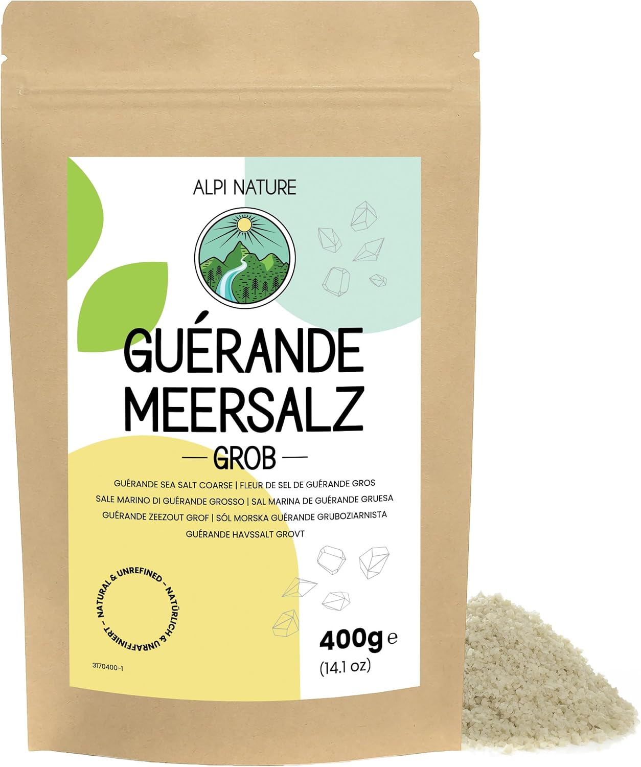 Fleur de Sel de Guérande Gros 400g, Sel de Guerande PGI <6mm pour Cuisiner et Griller 400 g (Lot de 1)