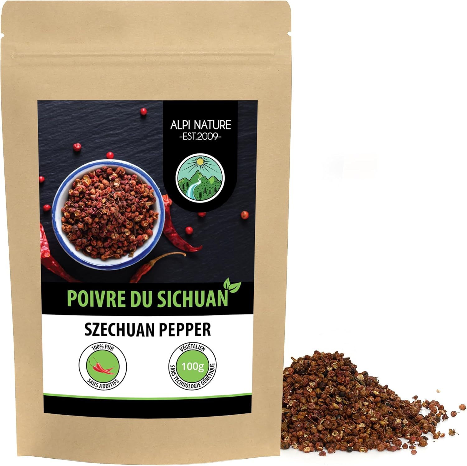 Poivre de Sichuan Entier 100g, Poivre Sichuan Baies Entières pour la Cuisine 100 GR
