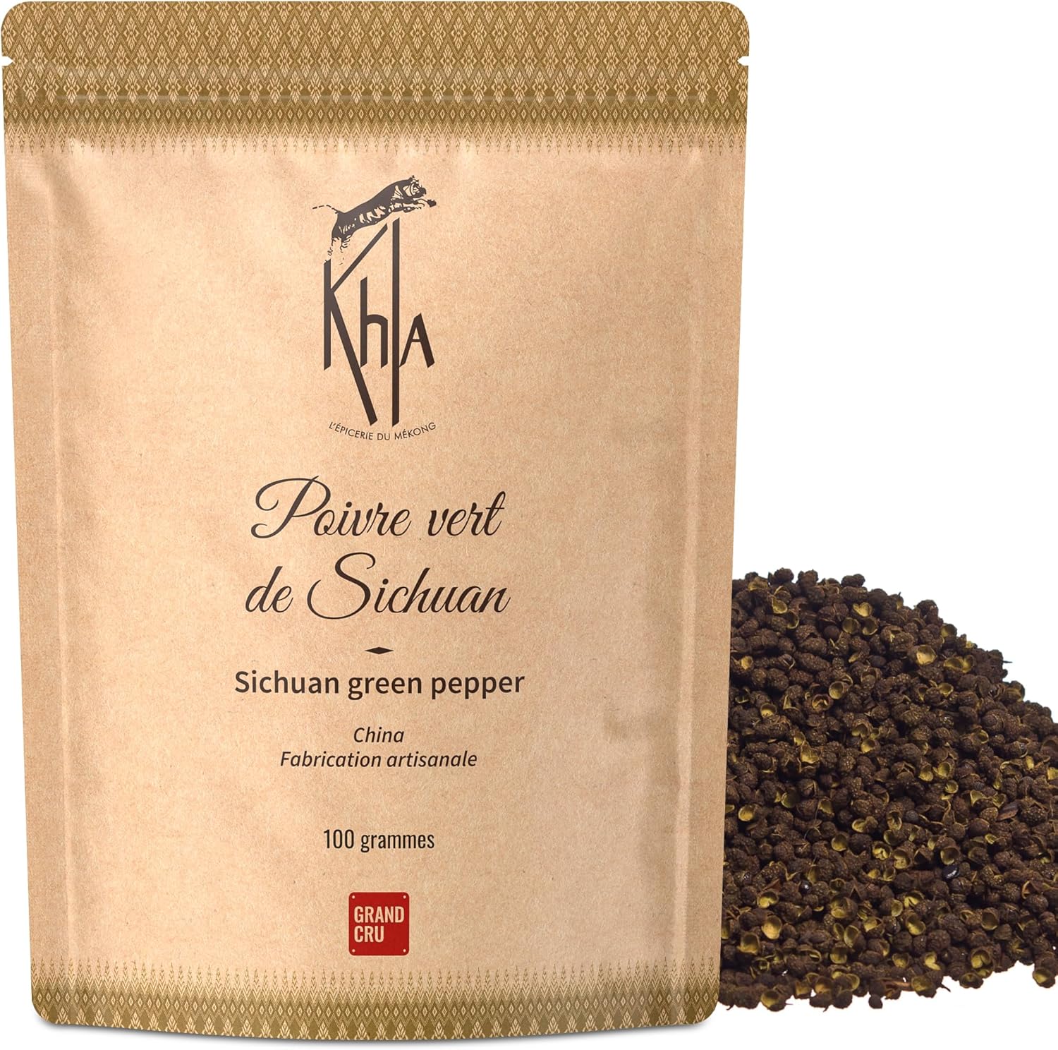 Poivre de Sichuan Vert Entier - Sac Poivre en Grain 100g - Ingrédient Épicerie Fine Cuisine - Baies de Sichuan Vertes - Direct Producteur - Épice d’Asie Timut Szechuan - Origine Chine Sachet 100 g