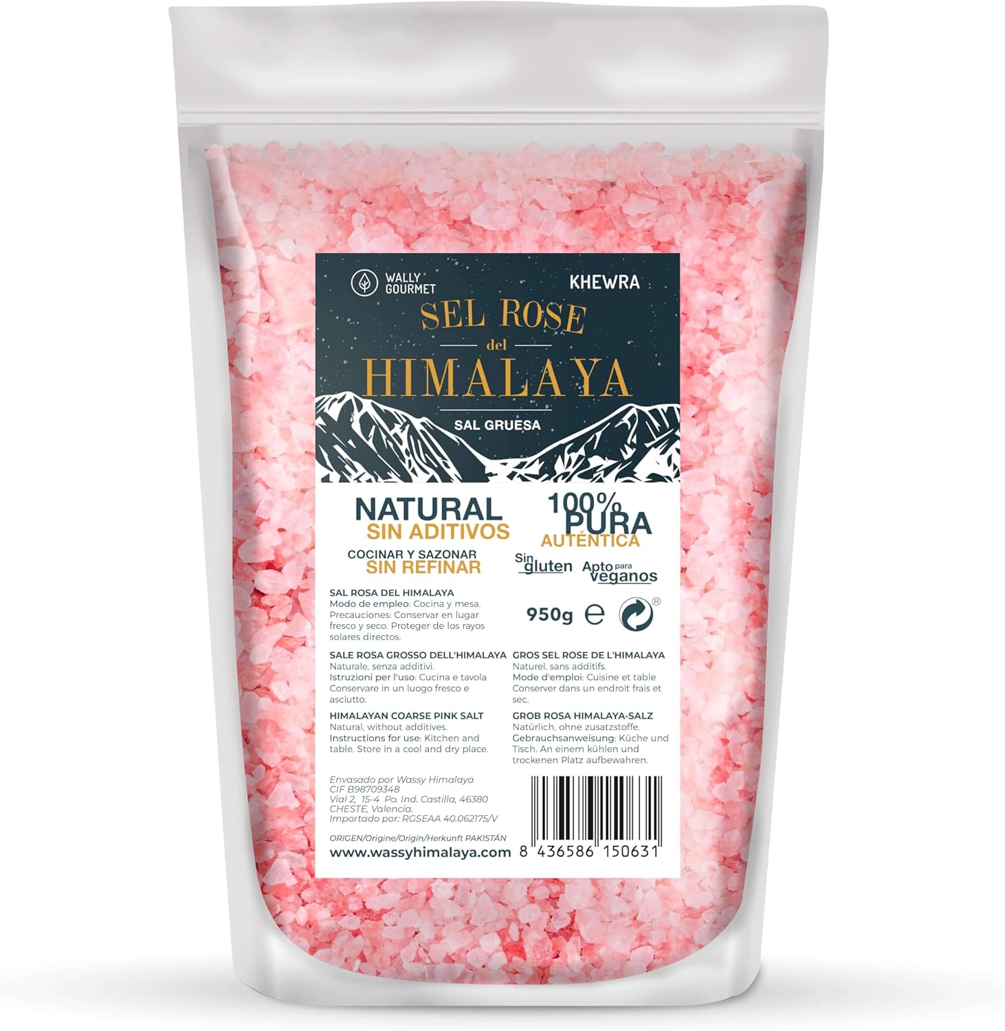 Gros sel rose de l'Himalaya - 100% Naturel, Sans Additifs, Sans Raffinage - Teneur plus élevée en oligo-éléments - Assaisonner et assaisonner - Origine : Pakistan