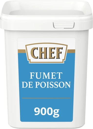 Fumet de Poisson Déshydraté - A Base de 22,9% de Chair de Poisson Blanc - Gain de Temps en Cuisine - Aide Culinaire, Sauce, Fonds - Boîte de 900g pour 36L à 60L Fumet de Poisson 900g