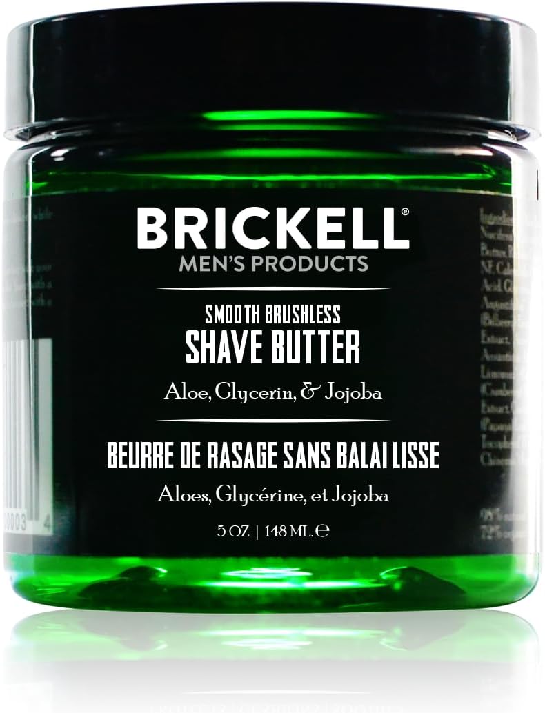 Brickell Men's Products Beurre de Rasage Onctueux sans Blaireau – 5 oz – Naturelle et Bio (Parfumée) Parfumé 148 ml (Lot de 1)