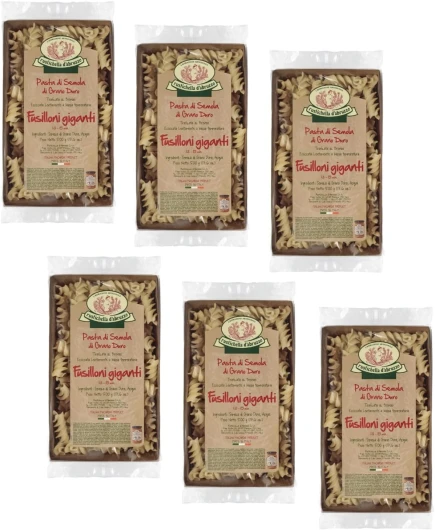 Rustichella d'Abruzzo - Fusilloni Semoule Blé Dur - Pâtes Trafilées Bronze - 6 x 500 Gr - Pâtes italiennes artisanales séchées lentement basse température