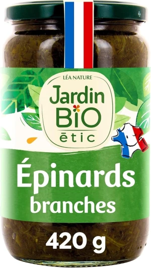 Jardin BiO étic - Epinards en branches - bio - Salé - Certifié AB - Bocal de 630g 1
