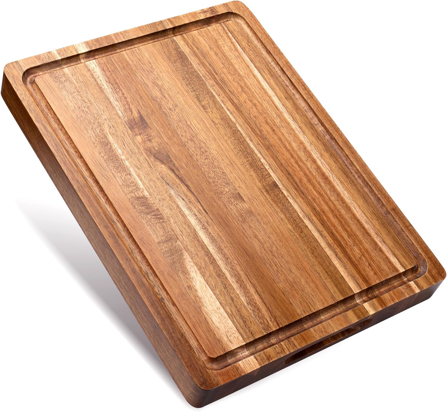 WILLKOMMEN Planche à découper en bois d'acacia pour la cuisine, 3,8 cm d'épaisseur avec rainure pour le jus, 40,6 x 30,5 cm Planche à charcuterie pour les légumes, les fruits et le fromage Bois D'acacia - 1er Paquet​