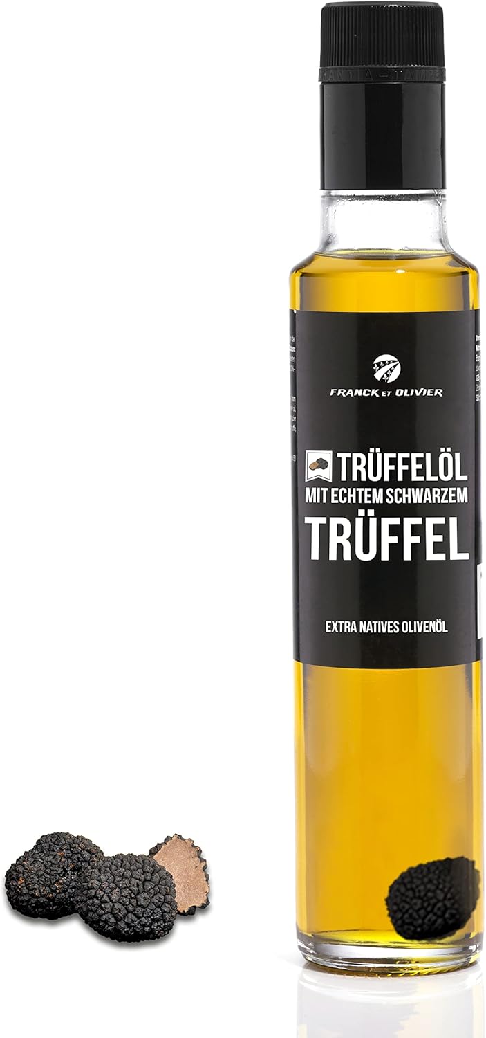 Edition Huile de truffe noire avec truffe noire entière 250 ml d'huile d'olive extra vierge vierge pour sauces et affiner les plats, convient aux régimes végétaliens et sans gluten