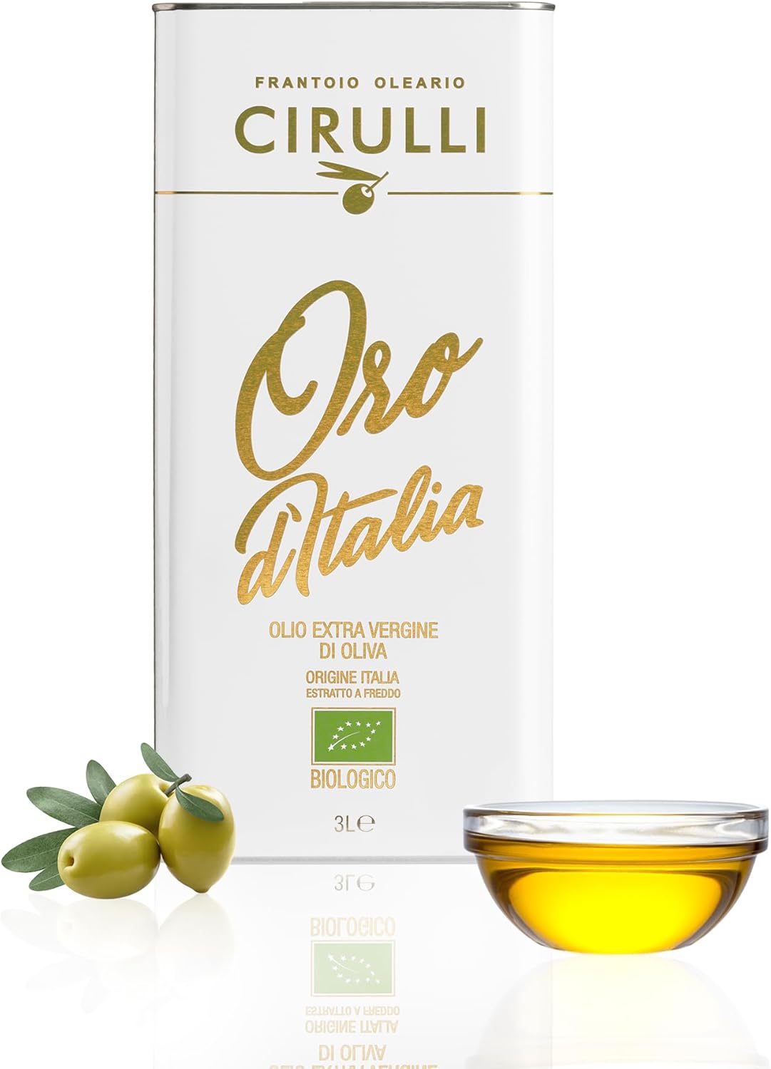 Cirulli Huile d'olive Bilologique extra vierge italienne extraite à froid, (3 Litres) BIO 14.8 cm x 9.9 cm x 25.9 cm