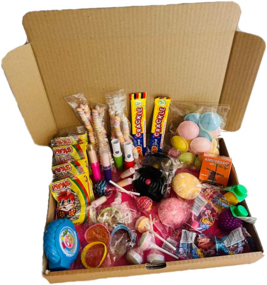 Assortiment de confiseries rétro - Box à bonbons rétro - Confiseries d'antan - Cadeau original - 53 pièces, multicolore