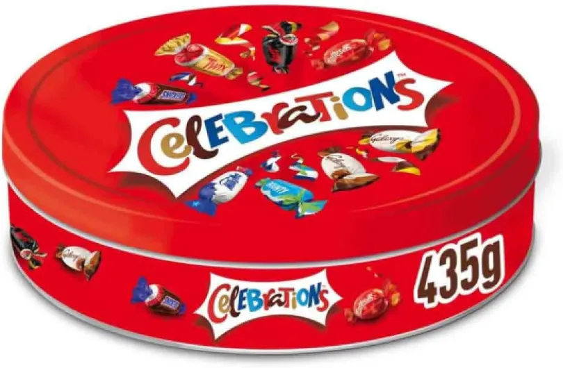 Boîte Cadeau en Métal - Assortiment de Chocolats au Lait à Partager - SNICKERS, TWIX, MARS, MALTESERS, BOUNTY et autres - 435g 435 g (Lot de 1)