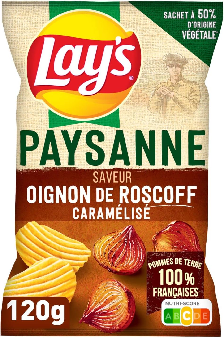 Lay's Chips Saveur Oignon de Roscoff caramélisé 120g Oignons de Roscoff 120 g (Lot de 1)