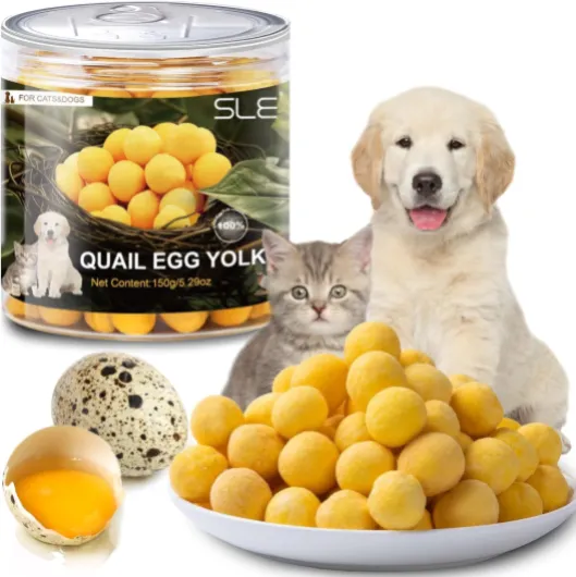 Jaune d'œuf de caille lyophilisé pour Chats et Chiens d'entraînement 150g, Friandises Naturelles à Haute teneur en protéines pour Chiens et Chats, Pet Treats Snacks (M, Caille) Caille 80 g (Lot de 1)