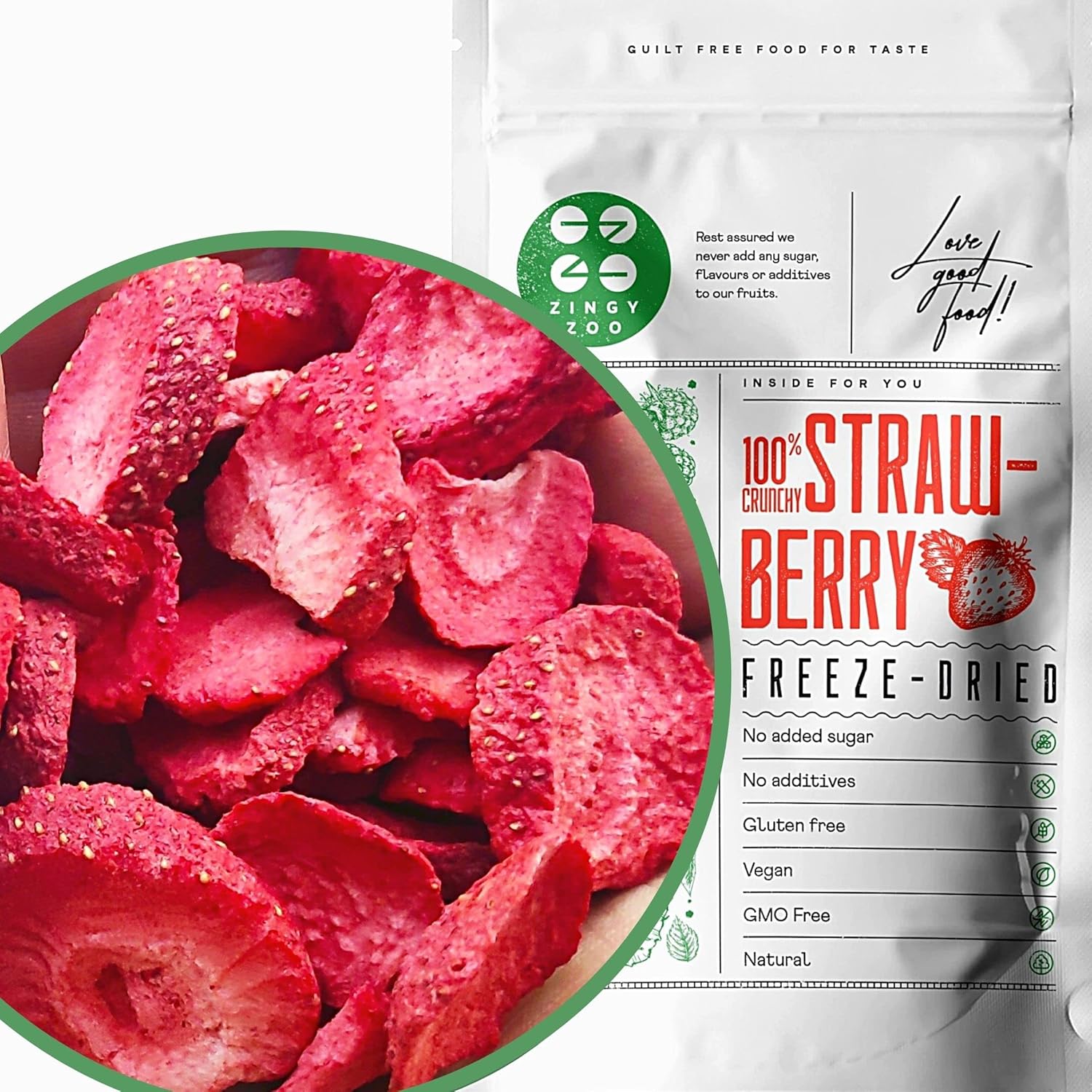 Fraises Fruits Frais Lyophilisée - Naturel Fraise Sechee Freeze Dried Fruit - Fruits Seche Lyophilisateur - Faire un Mélange de Fruits Secs Framboises et Fraise - Gefriergetrocknete Erdbeere (90g) 90 g (Lot de 1)