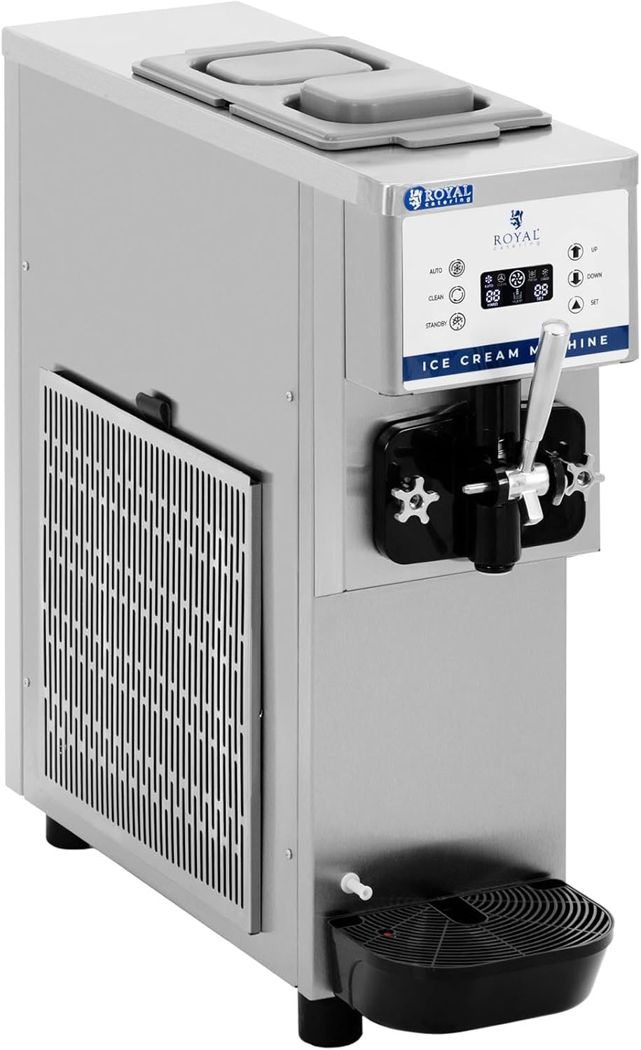 RCSI-16A Machine à glace italienne 800 W 6,5 l/h LED Royal Catering Machine à glace italienne pro Machine à glace italienne professionnelle Machine glace à l’italienne