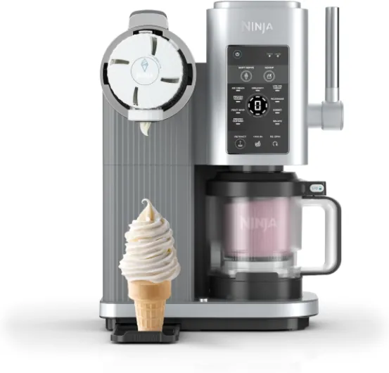 Swirl by CREAMi Sorbetière et machine à glaces avec 2 pots, 13 modes pour réaliser crèmes glacées, glaces à l’italienne, gelatos, sorbets, milkshakes, option Extra, Machine Gris platine, NC701EU