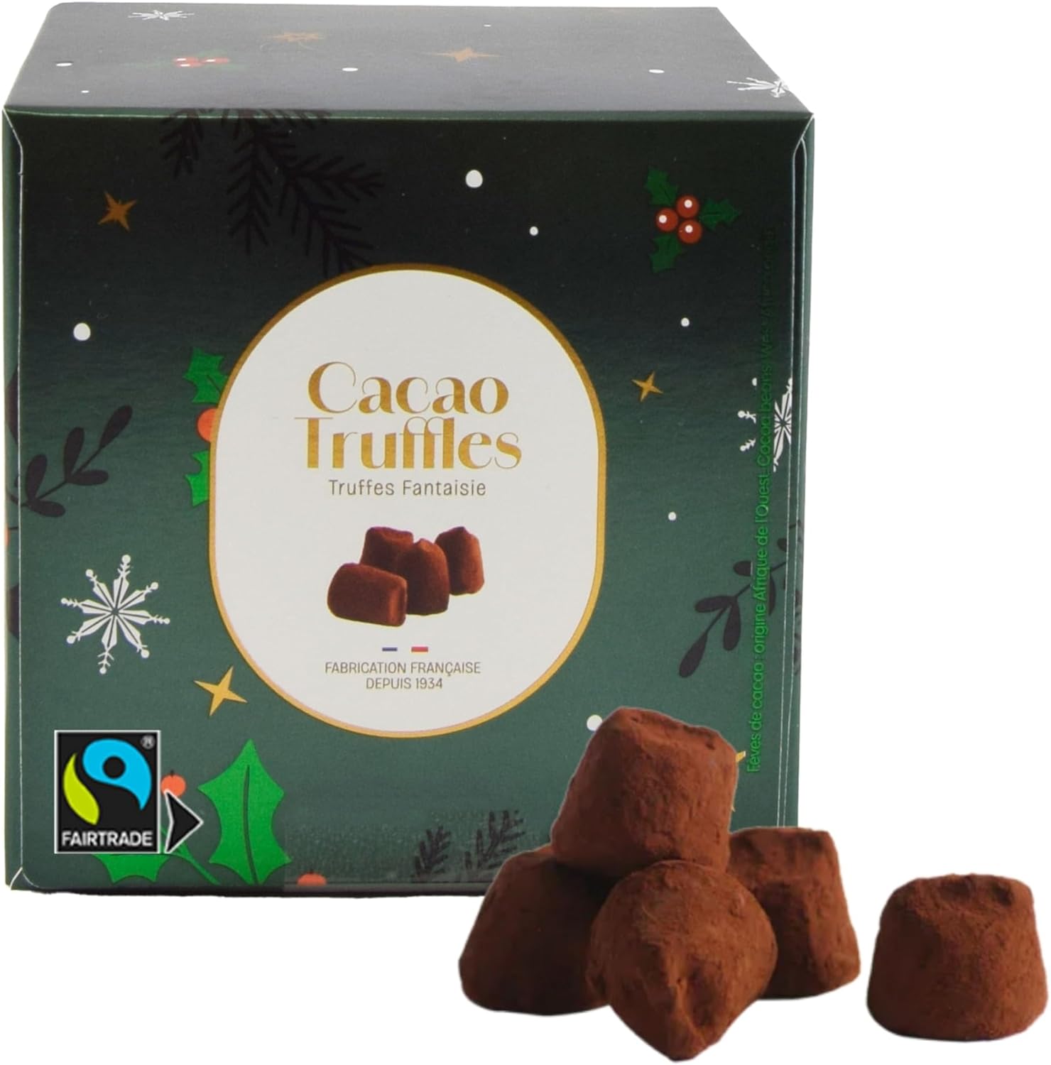 Chocolat Mathez - Ballotin chocolat de Noël - Truffes au chocolat noir – Boite chocolat à offrir - Fabrication française – Idée cadeau