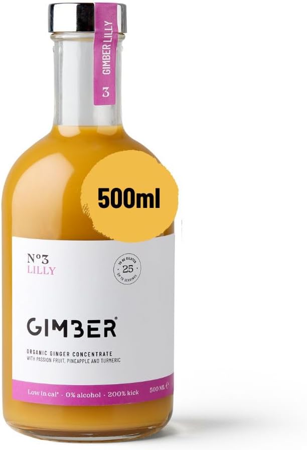 N°3 500 ml Lilly – Concentré de gingembre bio - Concentré sans alcool à base de gingembre, fruit de la passion, ananas et curcuma - Jus pour mocktails ou à boire pur