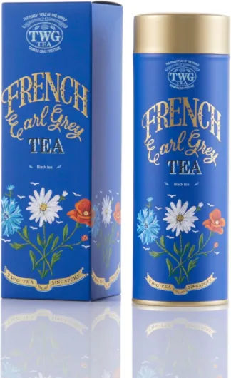 Tea - French Earl Grey - Thé Noir - Bergamote et Bleuets Bleus - Boîte Haute Couture, 100G - Coffret Cadeau French Earl Grey Tea