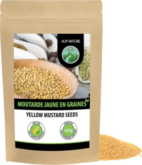 Graines de Moutarde Jaune Blanche 500g, Graine de Moutarde Blanche Jaune 1-2mm 500 g (Lot de 1)