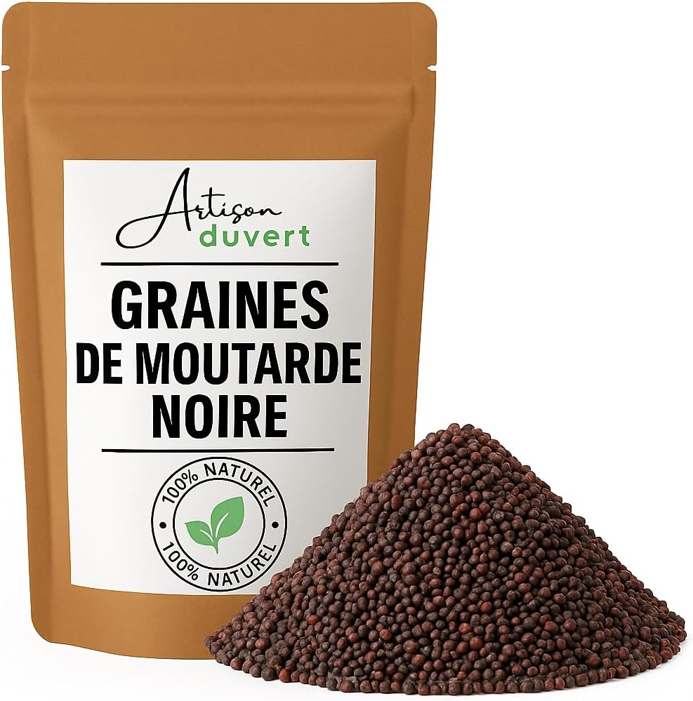 Graines de Moutarde Noire – Moutarde Brune Entière 100% Naturelle – Pour Cuisine, Pickles, Moutarde à l’Ancienne et Condiments – L’Artisan du Vert (100g)