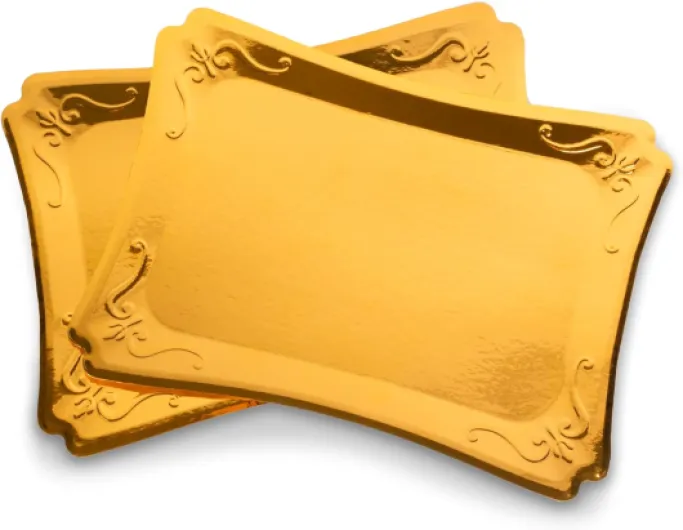 ZOLA PARTY – Lot de 10 Plateaux Jetables en Carton Doré – Présentoirs à Gâteaux, Pâtisseries, Apéritifs, Buffets, Hors-d’œuvre, Amuse-Bouches – Mariage, Anniversaire, Noël – 25 x 35 cm