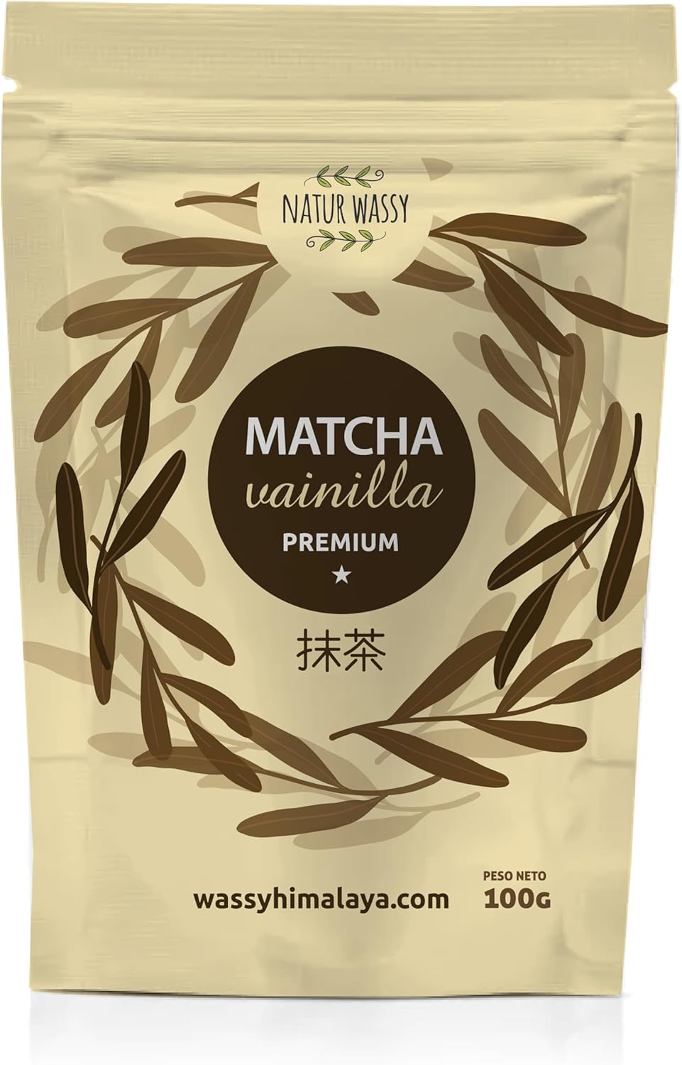 Thé matcha à la vanille, qualité premium, en poudre - 100% naturel - 100 g de thé vert matcha à la vanille, puissant détoxifiant et antioxydant - Matcha pur de culture - 100 doses - (100g, Vanille) Vanille 100g