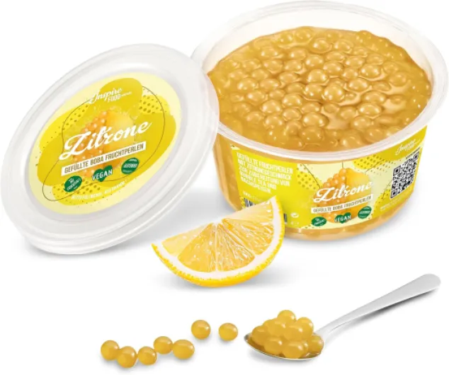 INSPIRE FOOD Bubble Tea Perles Citron - Bubble tea, perle de tapioca pour bubble tea - 100% vegan et sans gluten, sans colorant artificiel, 450 grammes Citron 450 g (Lot de 1)