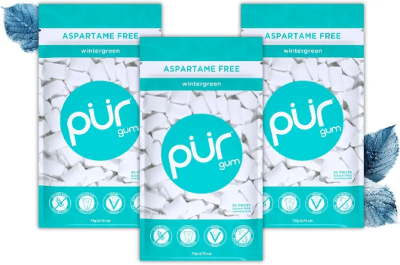 Chewing-Gum Sans Sucre - Au Xylitol - Végétalien, Sans Aspartame et Sans Gluten - Gum Naturel Au Goût De Wintergreen, 55 Pièces (Lot De 3) Wintergreen 55 unité (Lot de 3)