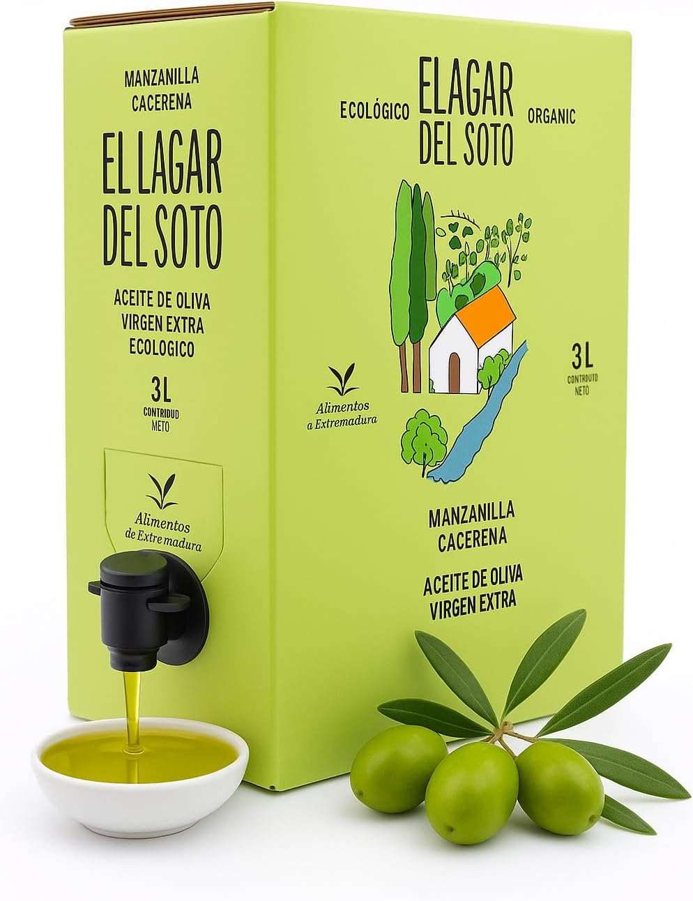 Huile d'Olive Extra Vierge Biologique - Bag in Box de 3 L de capacité - Première extraction à froid - Meilleure huile d'olive Bio d'Estrémadure 2022 - Médaille d'or Ecotrama 2022 - HOVE 3L 3 liter