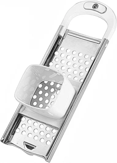 Eminceur de Spätzles avec glissière pour la pâte, disque à spätzles pour diamètre de pot jusqu'à 24 cm, Acier inoxydable/plastique, Knöpfle, Blanc/argenté, 61122270