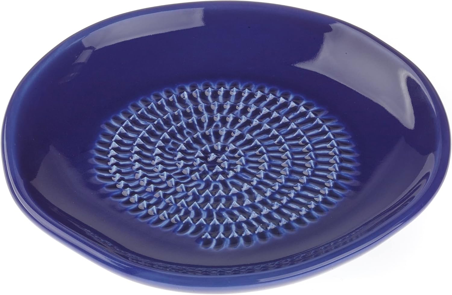Râpe en céramique - Idéale pour le gingembre, l'ail et le citron - Passe au lave-vaisselle - Assiette à râper de style méditerranéen - Bleu foncé - 1 pièce 1 Sans accessoires