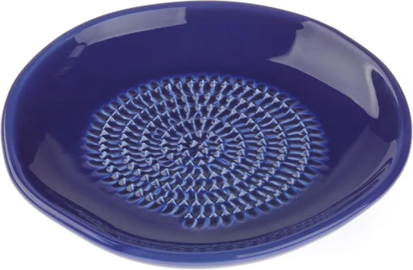 Râpe en céramique - Idéale pour le gingembre, l'ail et le citron - Passe au lave-vaisselle - Assiette à râper de style méditerranéen - Bleu foncé - 1 pièce 1 Sans accessoires