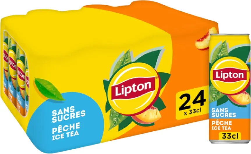 Lipton Ice Tea Pêche Sans Sucres Canettes 24x33CL Pêche Zéro 33cl (Lot de 24)