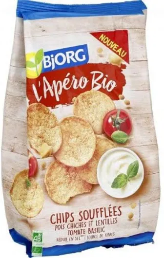 BJORG - Chips Soufflées Tomate Basilic 80G - Lot De 4 - livraison offerte